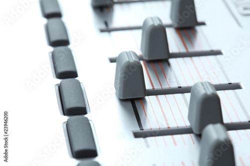 Photo: Closeup of faders on a MIDI controller Closeup of faders on a MIDI controller