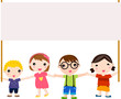 kids and banner