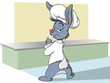 Cartoon bunny mixes the ingredients in a bowl