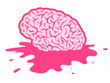 Splattered pink brain in puddle