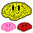 Smiley face brain icon set