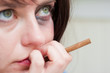 Upset young woman with a bruised eye