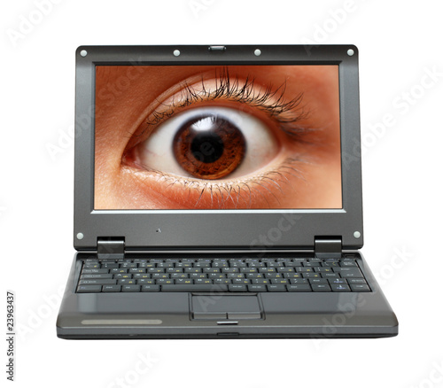 Foto: small laptop with eye on screen small laptop with eye on screen