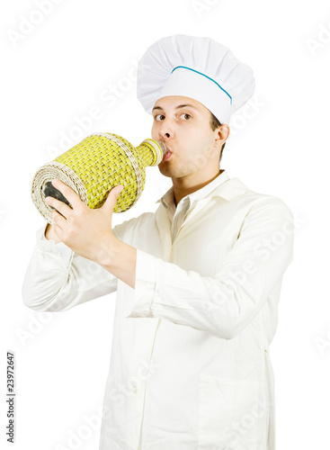 Photo: cook drinking from large bottle cook drinking from large bottle