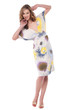 Beautiful emotional girl pose on white