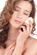 Close-up of beautiful girl with white rose flower