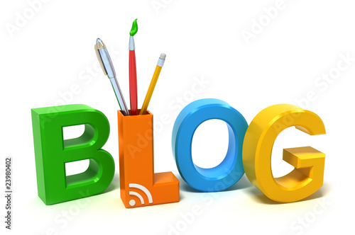 Illustration: Word Blog with colourful letters. 3D concept Word Blog with colourful letters. 3D concept