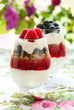 raspberry and blueberry parfait