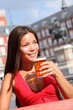 Woman drinking beer