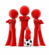 three soccer players and a ball three soccer players and a ball