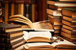 opened book, lying on the bookshelf