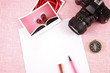 Clutter of objects stacked on pink background Clutter of objects stacked on pink background
