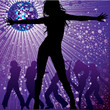 people dancing in night-club, disco-ball and glitters