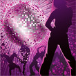 people dancing in night-club, disco-ball and glitters