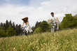 Couple riding bikes