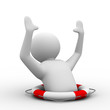 man suffering disaster on  white background. Isolated 3D image