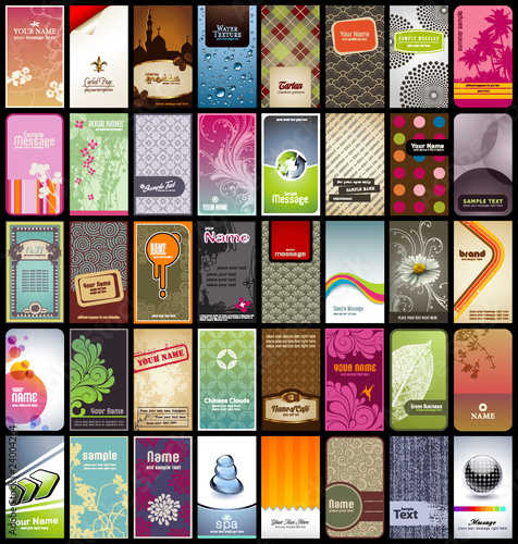 Vector: variety of 40 vertical business cards on different topics variety of 40 vertical business cards on different topics
