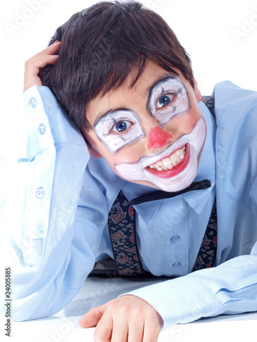 Photo: happy child clown with a great big smile happy child clown with a great big smile