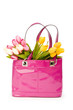 Bag and flowers isolated on the white background Bag and flowers isolated on the white background