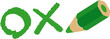 Green circle & Cross mark