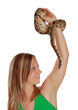 woman holding a snake woman holding a snake