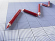 Close up of red pencils forming graph
