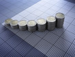 Stacks of Euro coins forming graph