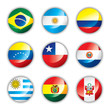 Glossy button flags - South America