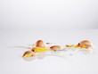 Broken brown eggs