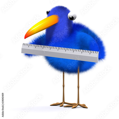 Illustration: 3d Blue bird measuring 3d Blue bird measuring