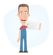 Mechanic with blank business card