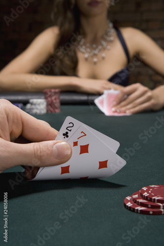 Photo : Close up of cards in casino Close up of cards in casino