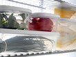 tupperwares full of fresh products in the refrigerator