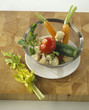 rinsing and letting drip dry the vegetables