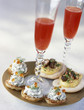 mini pitas with ceps and mini nordic blinis