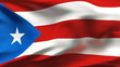 Creased Puerto rico satin flag in wind with seams and wrinkle Creased Puerto rico satin flag in wind with seams and wrinkle