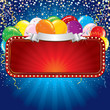 Advertising billboard with balloons and confetti