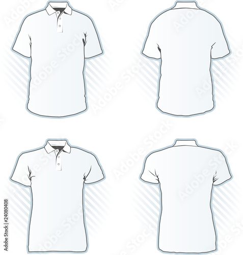 polo shirt template back. Polo shirt design template set