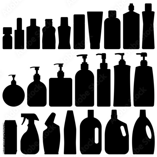 Vector: Bathroom Bottles Silhouette Vector Bathroom Bottles Silhouette Vector