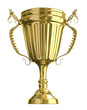 Golden trophy cup, isolated on white