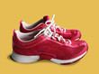 Photo: trainers on a coloured background trainers on a coloured background