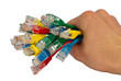 Hand Holding Bunch of Colored Network Cables Isolated Hand Holding Bunch of Colored Network Cables Isolated