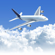 airplane flying over the clouds with clipping path for isolation
