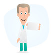 Doctor with blank business card