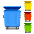 Set of colorful recycling bins. Vector.