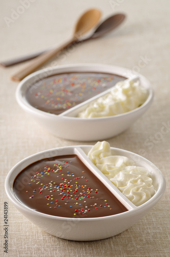 Photo: chocolate cream dessert with whipped cream chocolate cream dessert with whipped cream