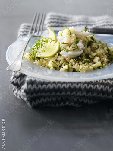 Photo: quinoa tabbouleh with halibut and herbs quinoa tabbouleh with halibut and herbs