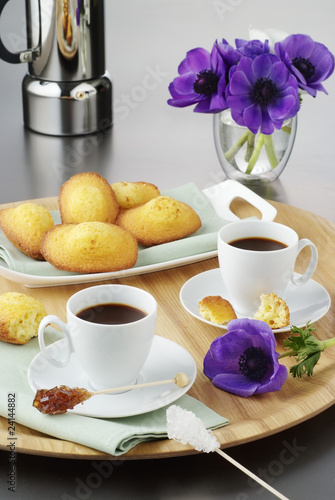 Photo: coffee for two with madeleines coffee for two with madeleines