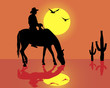 Silhouette of the cowboy on a horse