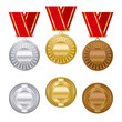 Gold silver and bronze medals set Gold silver and bronze medals set